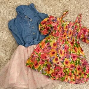 Floral and Denim Kids Dress Set